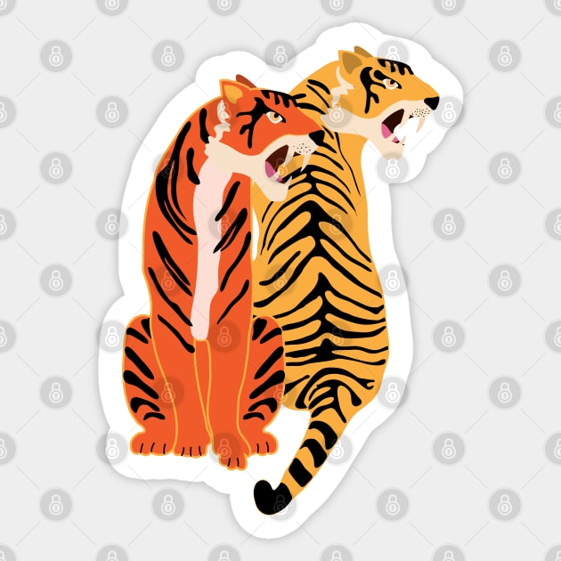 Two tigers Sticker by grafart